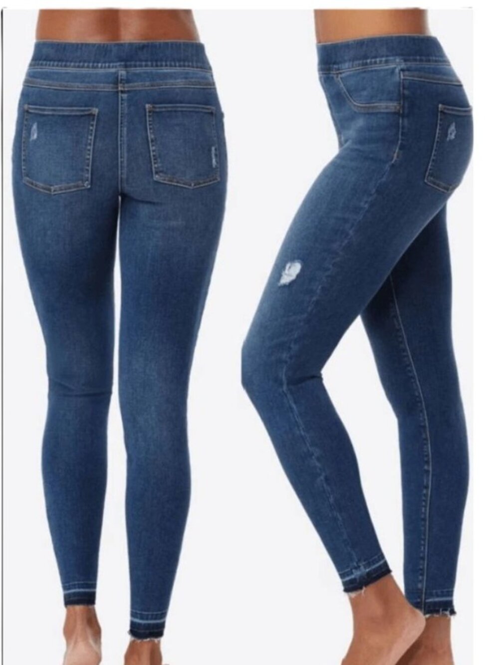 SPANX DISTRESSED TUMMY CONTROL SKINNY DENIM JEANS (SMALL PETITE)
